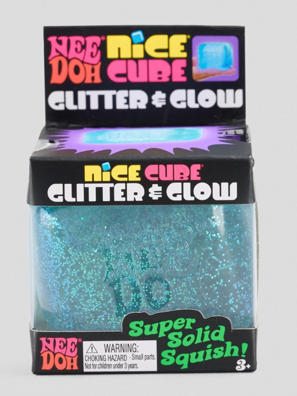 BRAND NEW AUTHENTIC NeeDoh Nice Cube Glitter & Glow Super Solid Squish - BLUE